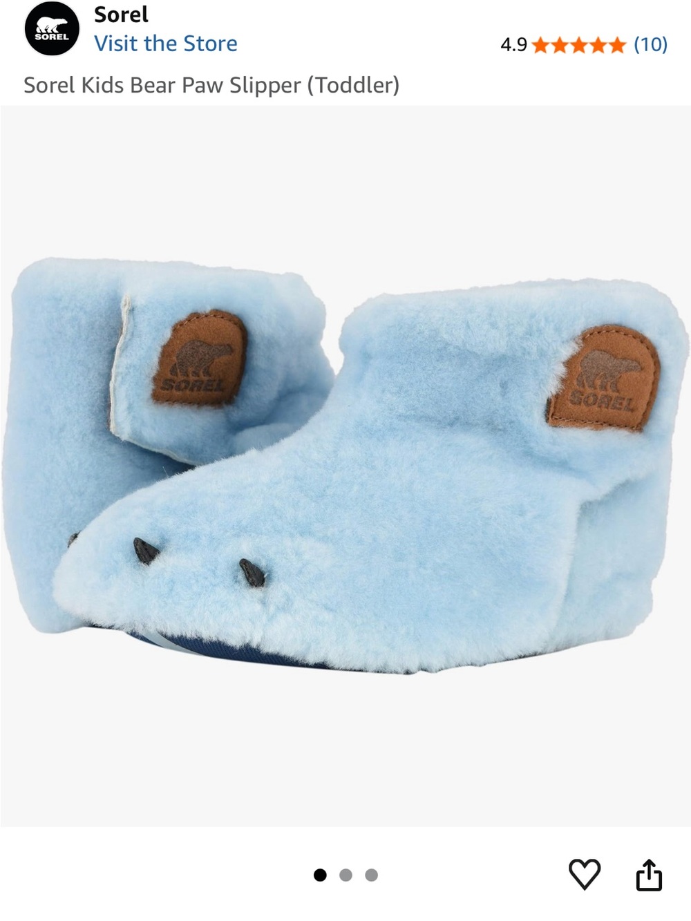 Sorel Kids Bear Paw Slippers in Light Blue Size 2/17 EU